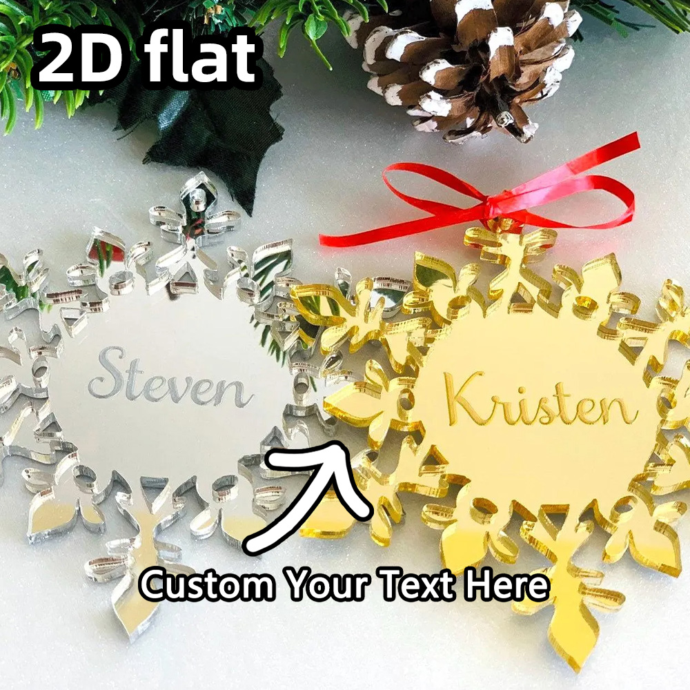 Personalized Engraved Gift - Aangepaste acryl sneeuwvlok ornament | Spiegel